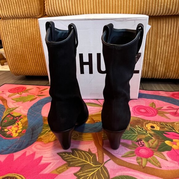 BNIB Schutz Mackie Nubuck Leather Bootie, Black, Women's 8.5 - Picture 5 of 9